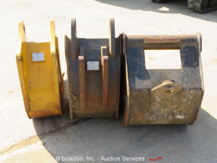 Lot of (3) Loader Backhoe Bucket Attachments To Fit Various Types