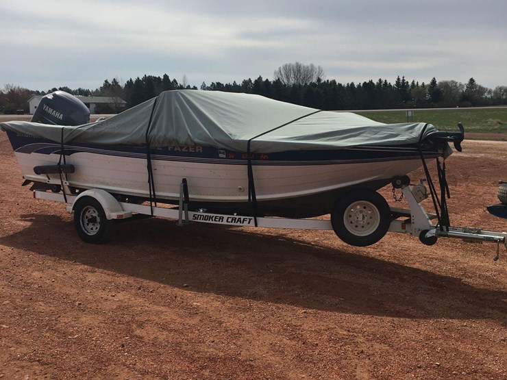 1992 Smoker Craft 192 Fazer with 1995 Shore Lander Trailer Lot 1012