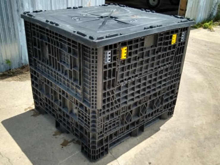 Collapsible Plastic Seed Bag Storage Tote with Lid (NP0397, Unit 103