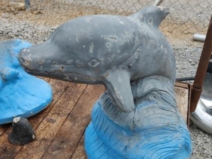 (2) CONCRETE DOLPHIN STATUES - Lot #701, Farm, Construction, & Truck