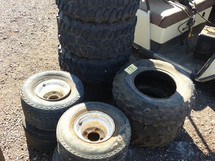 GOLF CART TIRES AND WHEELS AND 6 ATV TIRES Lot 13, Area Famer