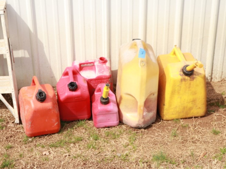 6 Plastic Gas Cans Lot 349, Online Only Tool Auction, 3/28/2022