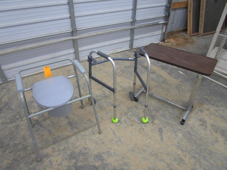 7025 • Invacare Walker and Drive Handicap Toilet and Rolling Hospital Tray Lot 7025, April