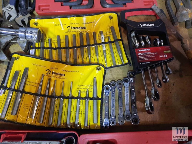 Assortment Of Punch And Chisels, Ratcheting Wrench GearWrench, Allen
