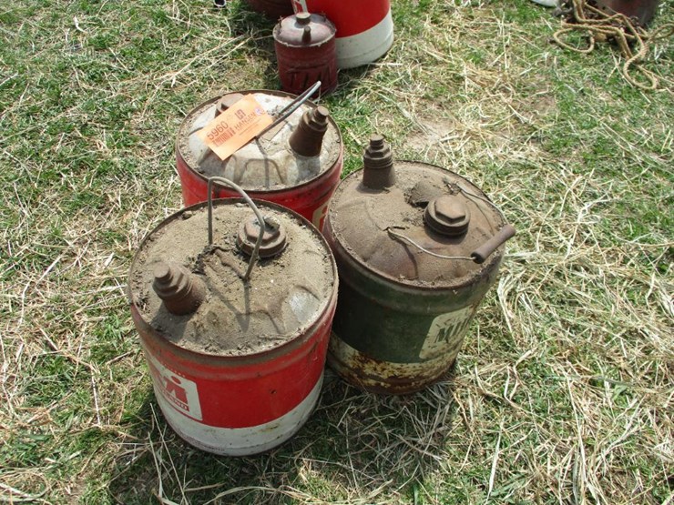 5960 • (3) Vintage Gas Cans Lot 5960, Estate Sale Antique Farm