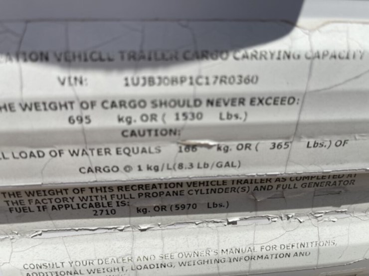 2012 Jayco Jay Flight Swift RV VIN 1UJBJ0BP1C17R0360 Bumper Pull Location Lot 3005, Big