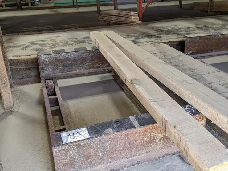 42" x 6' steel wheel lumber cart. (LUMBER NOT INCLUDED) Lot 107, NELSON HARDWOOD LUMBER CO