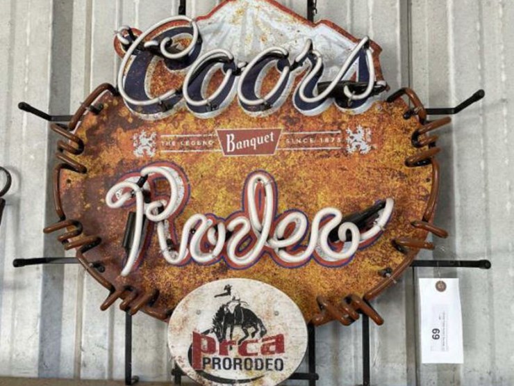 Coors Pro Rodeo Vintage Neon Beer Sign Lot 69, Double B Ranch