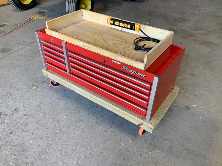 SnapOn 9 Drawer Tool Chest On Shop Built Cart Lot HG5817, Aug 24