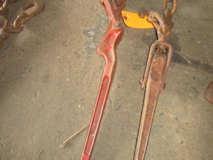 5196 • (2) Chain Binders Lot 5196, Bus, Glastron Boat, Trailers, Skid Steer Attachments