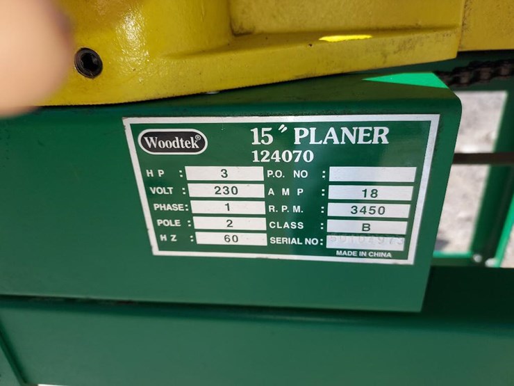 Woodtek Planer Lot 308, Lake Erie Equipment Consignment Auction Ring