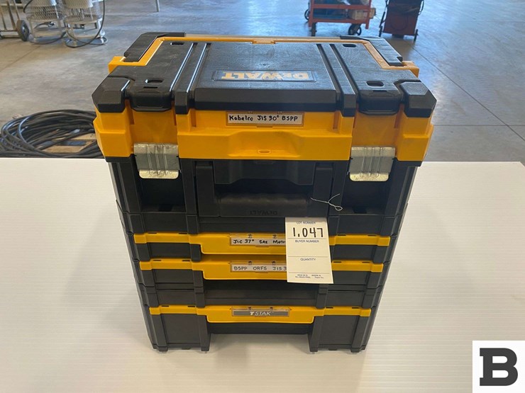 Dewalt Tstak Portable Storage Bins, Hydraulic Testing Fittings Lot