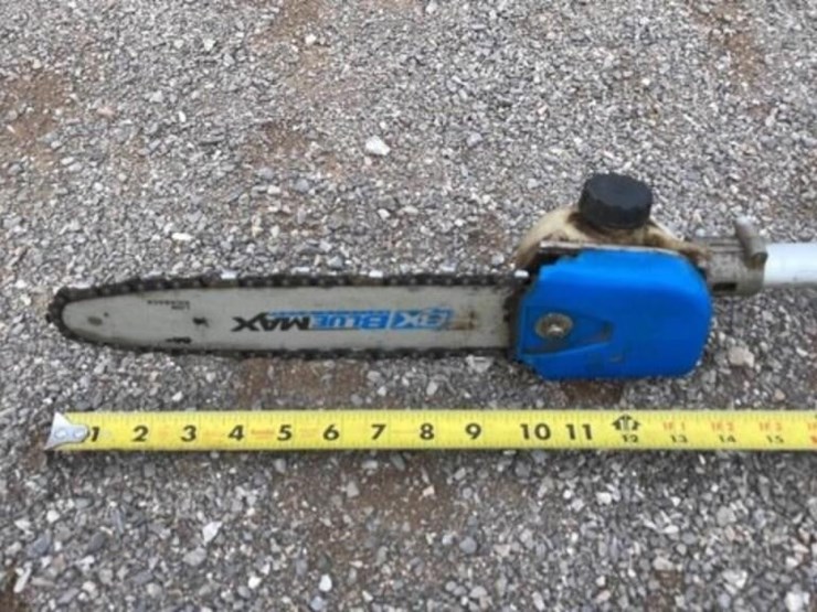 Blue Max pole saw, pulls through Lot 487, 3/20 Trucks Gates Feeders Skid Steer Attachments