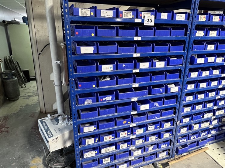 Fastenal Steel Parts Bin Lot 33, COMPLETE WALL TO WALL