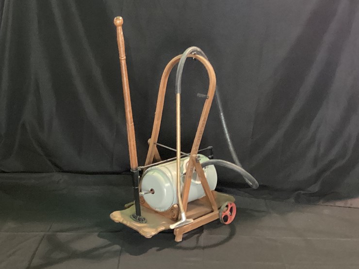 359 • VINTAGE REGINA PNEUMATIC VACUUM CLEANER ON WOODEN CART Lot