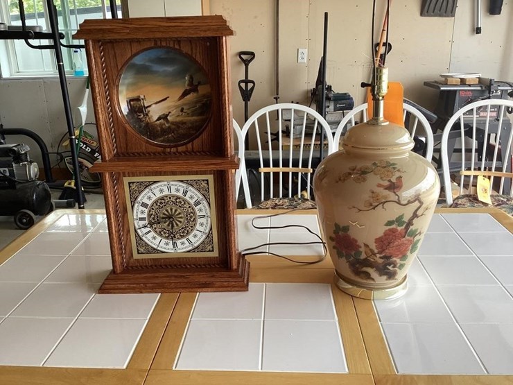 Table Lamp, Terry Redlin Clock and Plate Lot 478, Spring 2023