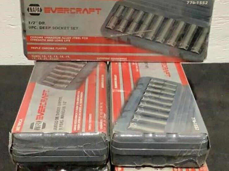 (5) Napa Evercraft 9pc 1/2" Deep Socket Sets Lot 230, August Monthly